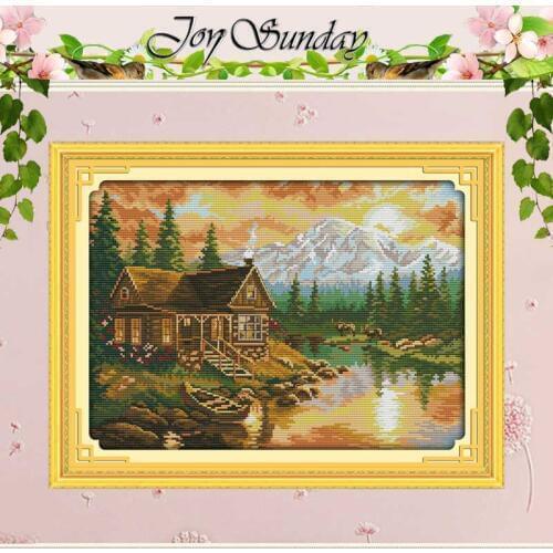 Sunset (1) Patterns Counted Cross Stitch Diy 11CT printed 14CT Cross Stitch Set Landscape Cross-Stitch Kit Embroidery Needlework