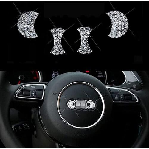 Crystal Diamond Steering Wheel Bling Emblem Sticker for Audi A1 A3 A4 A5 A6 A7 A8 Q3 Q5 Q7 S3 S5 S6 S7 S8 RS3 RS4 RS5 RS6 RS7 TT