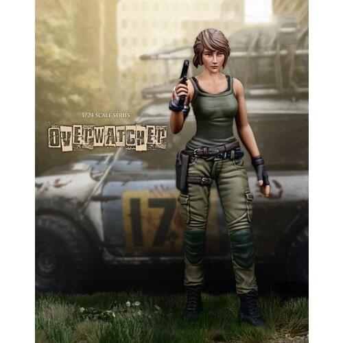 New Unassembled 1/24 75mm Modern combat women stand 75mm Resin Kit DIY Toys Unpainted kits