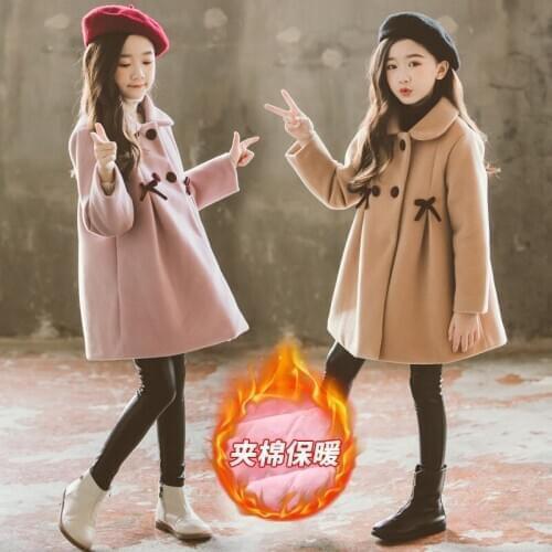 Fashion Kids Girl Overcoat New Wool Coat For Girls Spring/Autumn/Winter Jackets Warm Outerwear Children Clothes 4-13Y