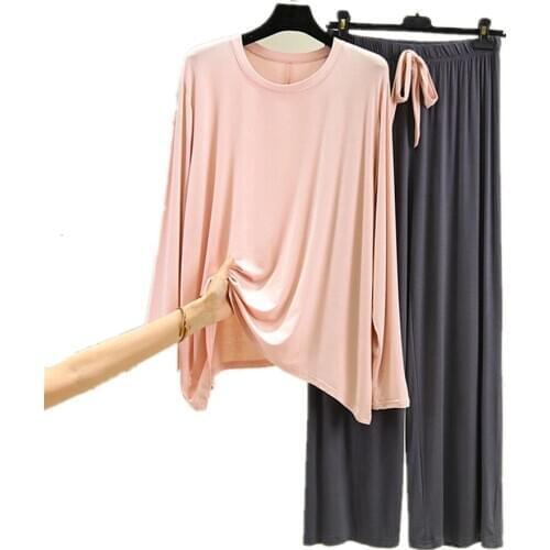 2021 Loose Homewear for Women Pajamas Plus Size Female Home Clothes 2 Pieces Pants Set Lady Home Suit Spring Modal Lounge Wear