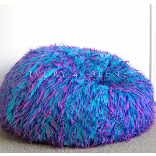 Deluxe classic fashion shaggy fur large size bean bag sofa chair,oversize giant living room beanbag lazy lounger