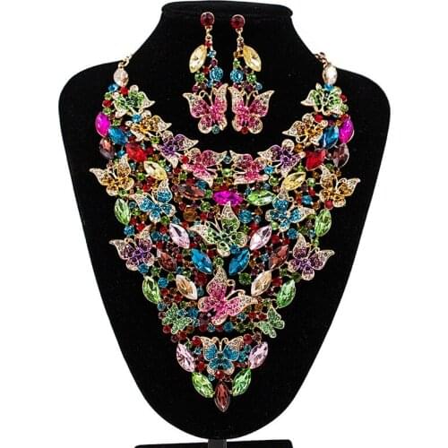 Butterfly Earrings Jewelry Necklace Earrings Set Women Exaggerated Necklace Punk Collar Female Accessories