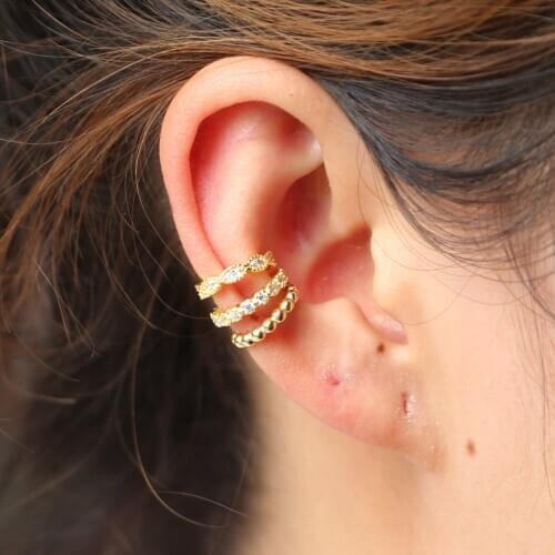 Hot Sale 3 Pcs Fashion Punk Clip 100% 925 sterling silver Lip cuff Rings Earrings delicate cute gold color Dropship girls