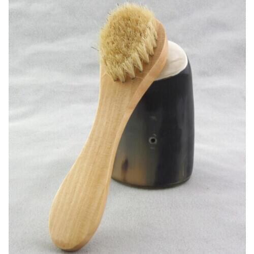 Face Cleansing Brush for Facial Exfoliation Natural Bristles cleaning Face Brushes for Dry Brushing Scrubbing with Wooden Handle