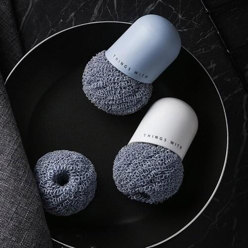 Household Pot And Dishwashing Brushes Kitchen Bathroom Cleaning Brush Removable Cleaning Ball With Handle Home Cleaning Tools