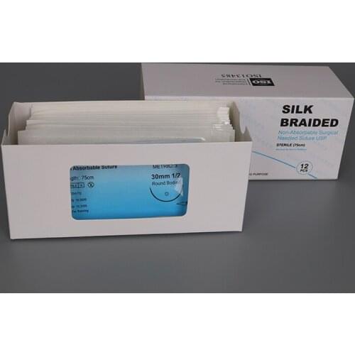 Silk thread round needle suture needle for laparoscopic surgery simulation training non-nylon suture needle