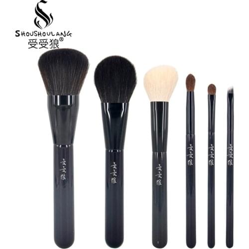 Shoushoulang Professional Make Up Brush Face Powder Blush Eye Shadow Eyebrow Brush Soft Goat Hair Horse Hair Makeup Brushes