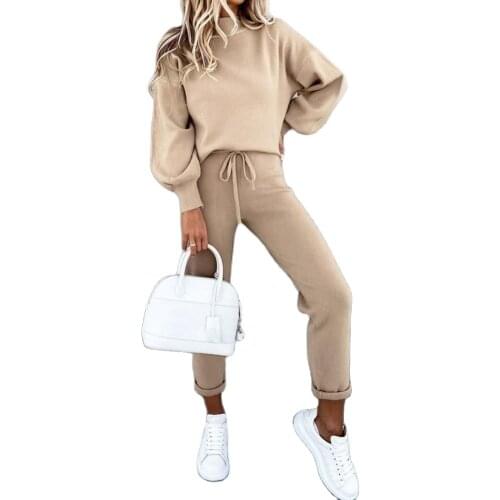 Women Autumn Long Sleeve Pullover Sweatshirt Pants Sportswear Set Tracksuit Gym Loose Clothes Womens Clothing Womens Sets 2021