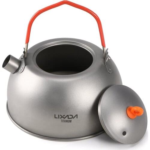 Lixada 600ml Titanium Tea Kettle for Boiling Water Bottle Coffee Tea Pot Tableware Cookware for Outdoor Camping Hiking Picnic