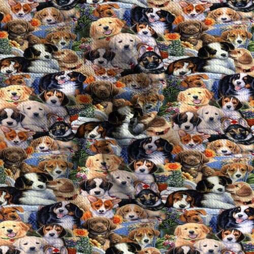 Dogs Cat Animal Printed Bullet Fabric Liverpool 4 Way Stretch Spandex Knit Fabric For Baby HeadWrap Bummies Patchwork Tissue