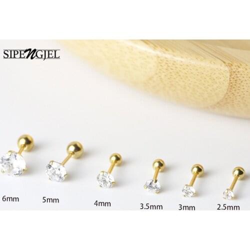 SIPENGJEL Fashion Stainless Steel Ear Stud Earrings Crystal Zircon Piercing Earrings For Women Jewelry Gift 2021