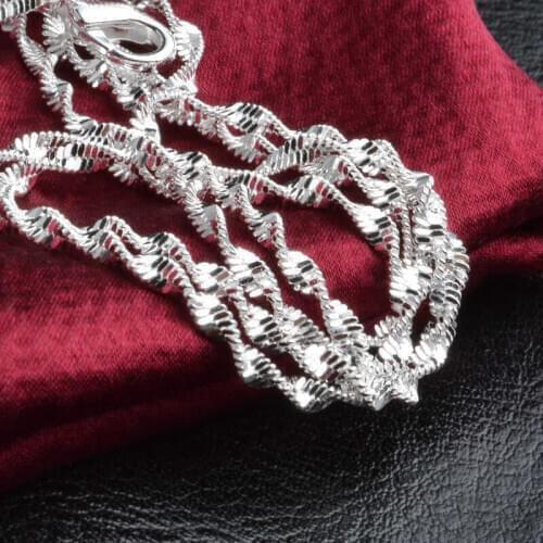 Fashion New Necklace Women Gift Chain 2mm Party Rope 16-24" Silver Plated For