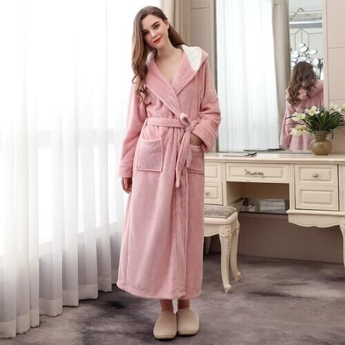 Winter Flannel Women Soft Sexy Velvet Warm Bathrobe Pijama Mujer Female Nightwear Daily Casual Robe домашняя одежда женская