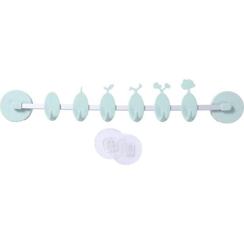 1 Row Wall Hooks Creative Plant-Shape Hook High-Strength Nail-Free Glue Strong Decorative Hooks for Towel Clothes Bags