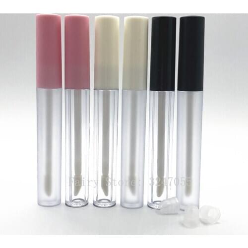 10/30/50pcs 2.5ml Plastic Frosted Lip Gloss Tube Empty Lip Balm Container With White/Pink Lid,Round Lipgloss Portable Bottles