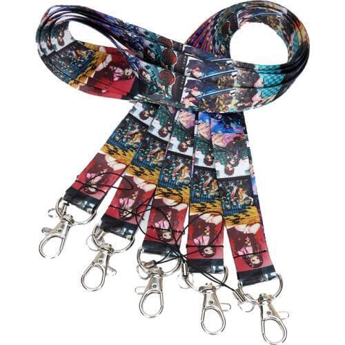 10pcs/set Anime Demon Slayer cosplay Kimetsu no Yaiba Kamado Tanjirou Lanyard Hanging Keychain Toys