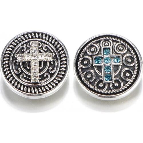 10pcs/lot New Snap Button Jewelry Rhinestone 18 Mm Cross Snap Buttons Fit Leather Snap Bracelet Bangle Charms Jewelry