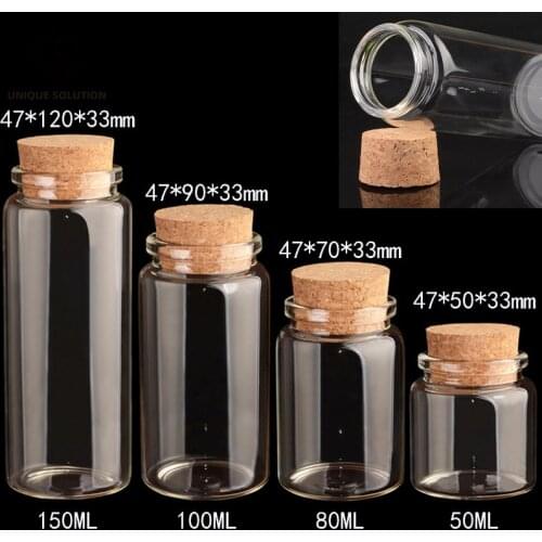 12/24pcs Glass Bottles with Cork Crafts Bottles Jars Weding Gift 50ml 80ml 100ml 150ml Empty Jars Containers Bottles