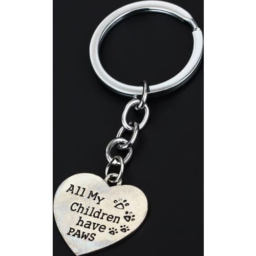 36PC Dog Pet Paws Heart Key Chains All My Children Have Paws Keychains Family Love Gifts Keyrings Keyfob Women Men Souvenir New
