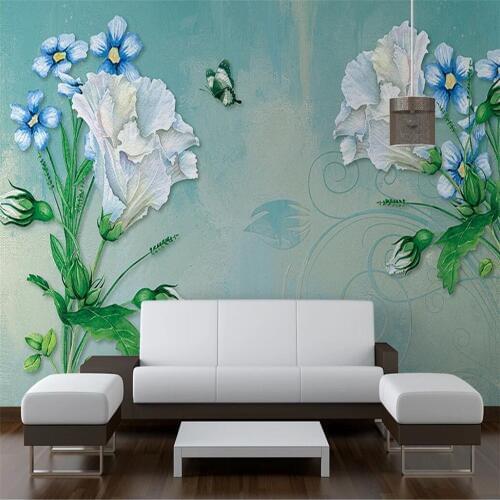 Milofi custom 3D wallpaper mural hand-painted watercolor flowers background wall decoration painting living room bedroom wallpap