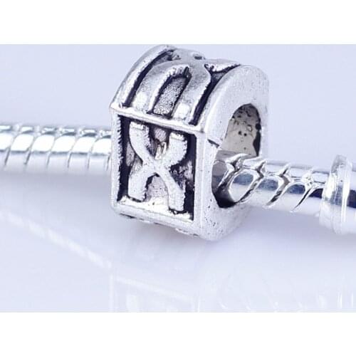 55pcs Tibetan Silver Metal DIY beads big hole round beads fit for style European Bracelets