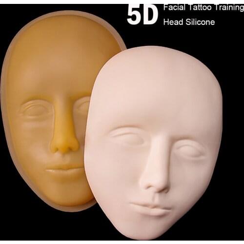 5D Facial Tattoo Training Head Permanent Makeup Silicone Practice Lip/Eyebrow Tattoo Skin Mannequin Doll Face Head