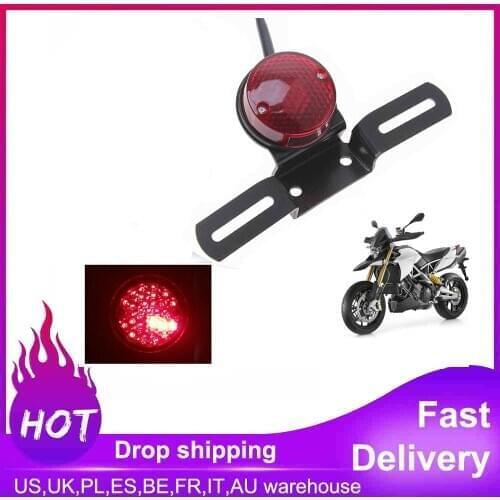 Motorcycle Accessories Retro Red Rear Tail Brake Stop Light Lamp License Plate Mount For Harley Honda Suzuki Chopper Bobber