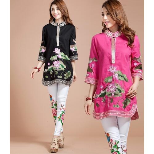 New Women Blouse Spring Autumn Tang Suit Traditional Chinese Top Mandarin Collar cotton Linen Cheongsam Blouse Chinese Style Top