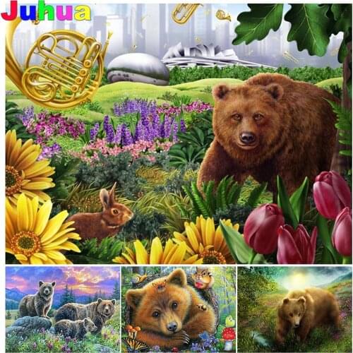 Bear picture 5d diy diamond painting full square round mosaic animal diamond embroidery gift diamond stitch home decor Craft Kit