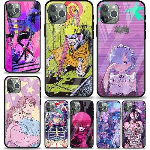 Tempered Glass Cover Vaporwave Anime Aesthetics For Apple IPhone 12 Mini 11 Pro XS MAX XR X 8 7 6S 6 Plus Phone Case Coque