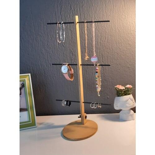 Decorative Jewelry Hanging And Edit Stand Wood Oak Natural Color Women Accessories Ornaments Necklace Ring Earrings Hanger Care Products