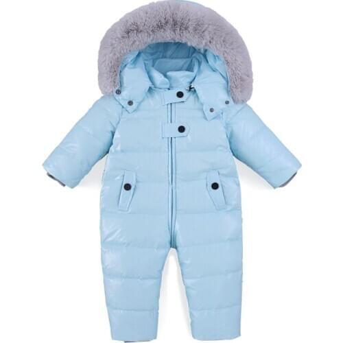 Baby Romper Winter Girl Boy Snowsuit Thermal Duck Down Fur Hooded Jumpsuit Newborn Kids Winter Climb Clothes Ski Suit Overalls