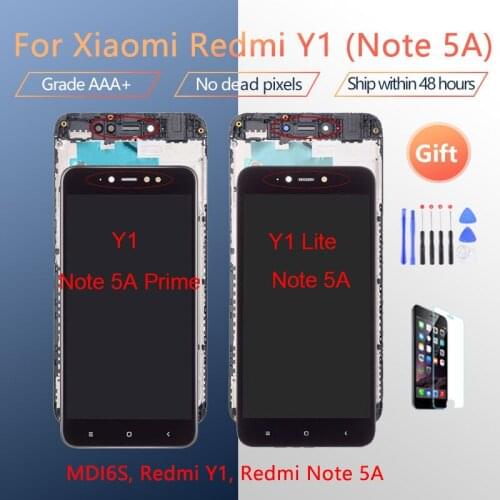 For XIAOMI Redmi Note 5A Prime/Redmi Y1/Redmi Note 5A/Redmi Y1 Lite Original LCD screen assembly with front case Black White