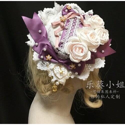 Elegant Ladies Lolita Mini Fascinator Hat Headwear Vintage Flower Lace Ribbon Hair Clips Cosplay Party Hat Hair Accessories New
