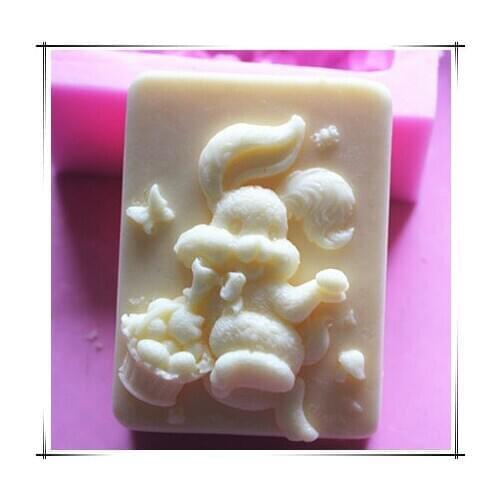 Picking mushroom rabbit pattern square shape Silicone soap mould fondant cake chocolate mold handmade clay resin craft mold