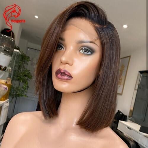 Hesperis Ombre Bob Lace Closure Wigs 4x4 Brazilian Remy Short Bob Human Hair Wigs For Women 1b/#4 5x5 Silk Base Wigs Human Hair