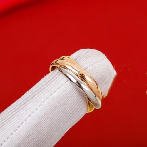 Famous Brand Three Tone Wedding Finger Ring 3 in one Ring 925 Sterling Silver Jewelry