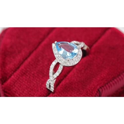 JL515 Fine Jewellery Solid 18K White Gold Nature 0.84ct Blue Aquamarine Gemstones Rings for Women Fine Jewelry Presents
