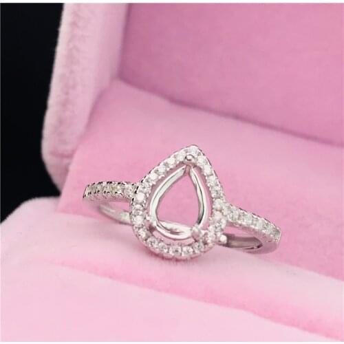 DROP PEAR shape size 5X7mm rings basis S925 silver ring base shank prong setting stone inlaid jewelry fashion DIY women nice