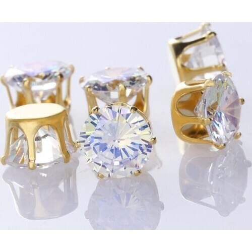 4-10mm Round Rivoli Zirconia Rhinestones Settings Pointback Zircon Jewelry Making Stones Zirconia Sew On Stones Rhinestones