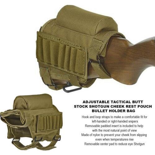 Hot Portable Adjustable Nylon Tactical Butt Stock Shotgun Cheek Rest Pouch Bullet Holder Bag Outdoor Hunting Gun Buttstock Bag