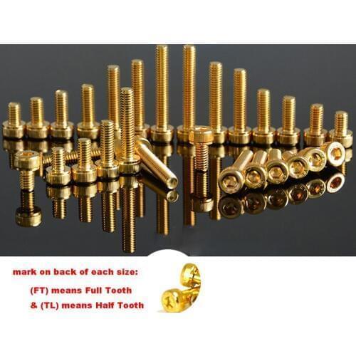 M2 M2.5 M3 M4 M5 Allen Screw Titanium Gold Plated Hex Socket Knurled Cap Cup Head Screws Bolts Length 4-55mm