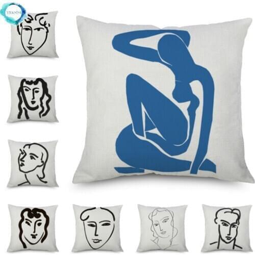 Henri Matisse Portrait Cushion Covers Simple Line Drawing Polyester Cotton Linen Pillow Case Sofa Deocr Art Painting Decorative