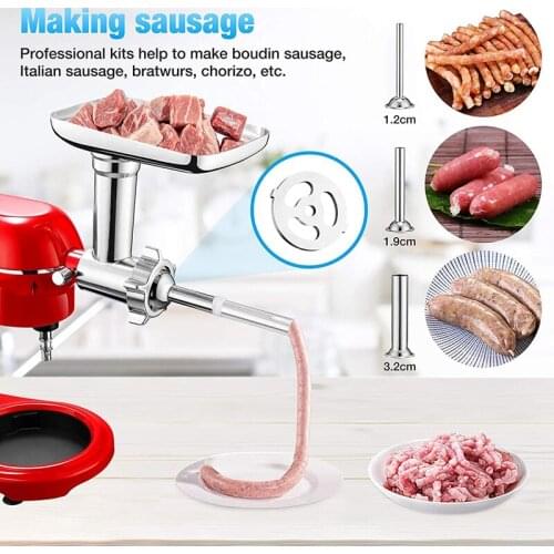 Metal Food Grinder Attachment for PHISINIC KitchenAid Stand Mixer Meat Grinder Accessories Sausage Stuffer Attachment