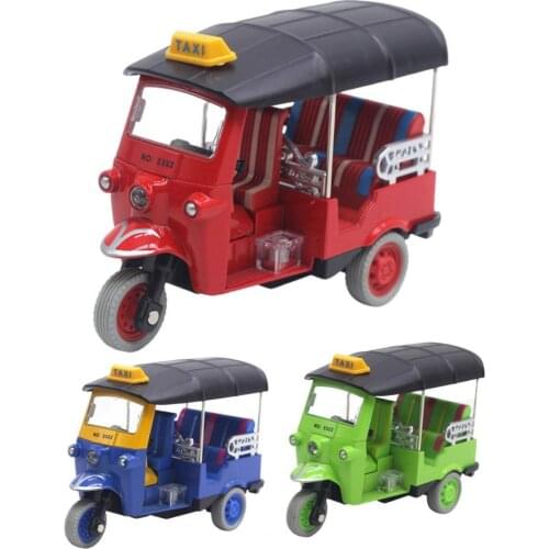 Cute Tricycle Model Toy Simulation Display Souvenirs Alloy Pull Back Diecast Vehicles Gift for Kids Decoration Collection