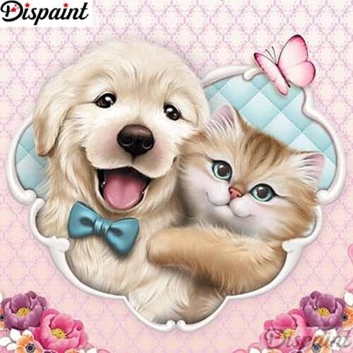 Dispaint Full Square/Round Drill 5D DIY Diamond Painting "Animal dog flower" Embroidery Cross Stitch 3D Home Decor Gift A12882