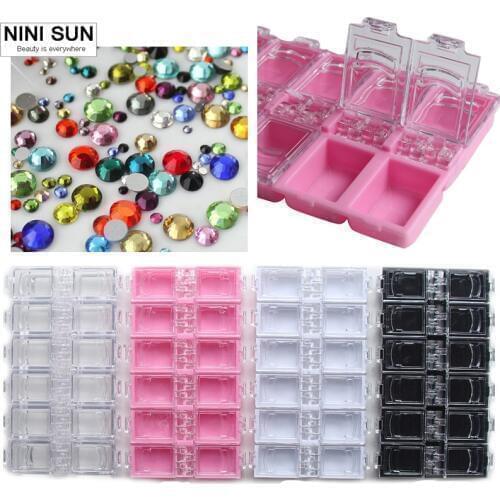 New 12 Checks Empty Nail Art Decorations Storage Case Box Nail Glitter Rhinestone Crystal Beads Accessories Container Wholesale