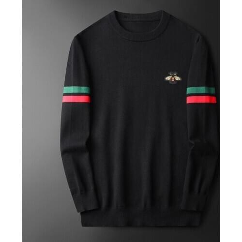 New 2021 Men Luxury Winter gentleman Embroidered bee Striped Knit Casual Sweaters pullover Asian Size High quality Drake #018