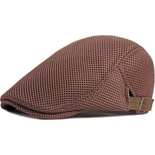 Polyester Spring Summer Solid Color Mesh Newsboy Caps Flat Peaked Cap Men and Women Painter Beret Hats 41